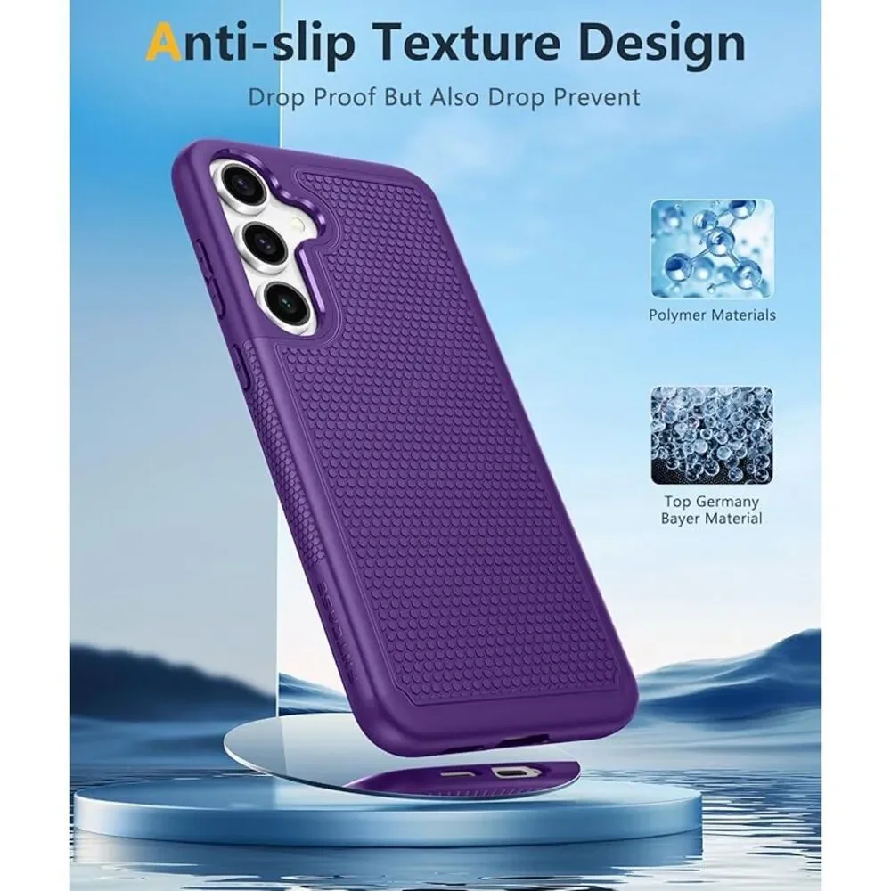 FNTCASE Samsung Galaxy S24 Dual Layer Rugged Non-Slip Textured 6.2inch Purple